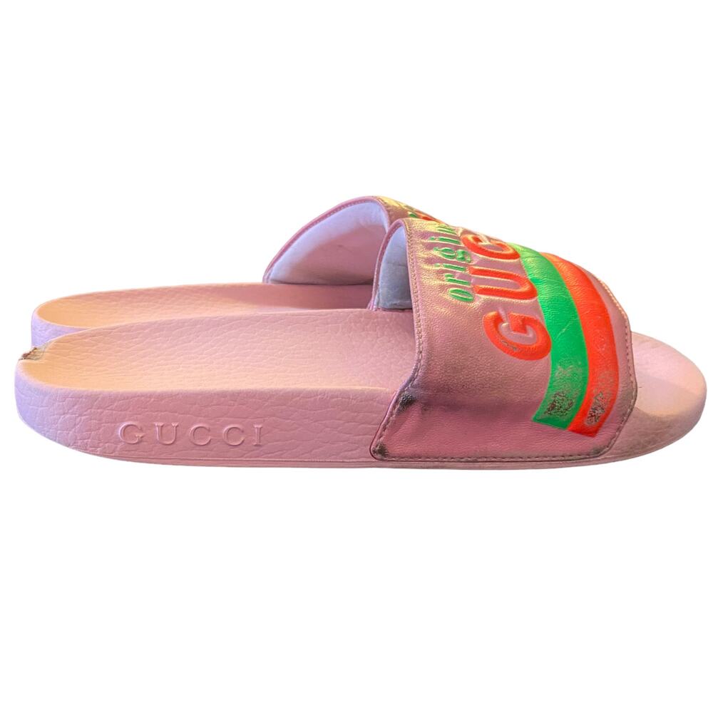 Gucci Limited Edition Authentic Neon Pink Pool Beach Slides Size 6 - Picture 5 of 12